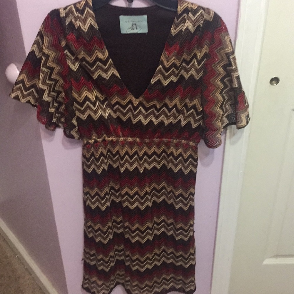 Chevron print fall color dress